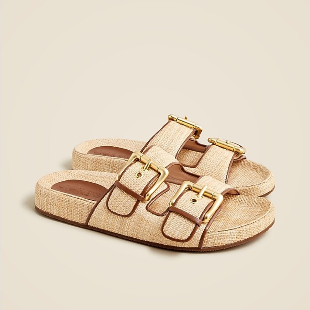 J. Crew raffia buckle sandals
